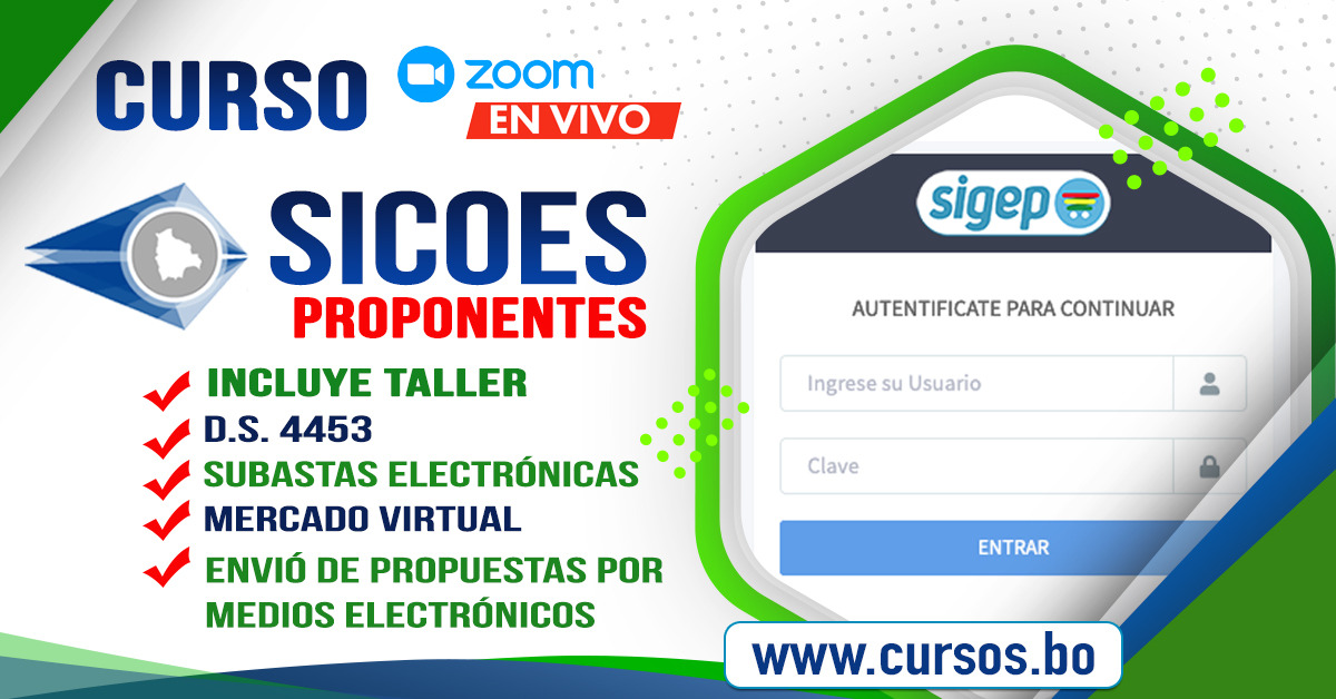  🎁 Black Friday  50% descuento🎁 Curso SICOES Envio de Propuestas Electronicas (En vivo  por ZOOM 🔴)